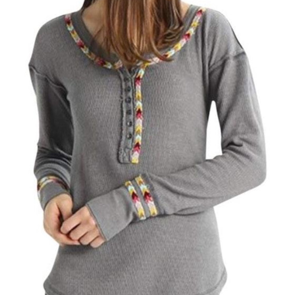 We the Free Rainbow Gray Henley Thermal